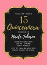 QuinceaÃÂ±era Birthday Party for Girl 15 years vector printable invitation card